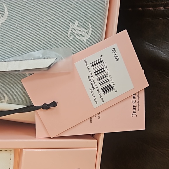 Juicy Couture denim logo mini backpack plus card case and keychain NWT - Picture 3 of 4